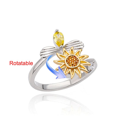 Anelli di ansia rotanti a quattro trifogli per le donne Anello nuziale regolabile in acciaio inossidabile color oro Anelli regalo di gioielli estetici