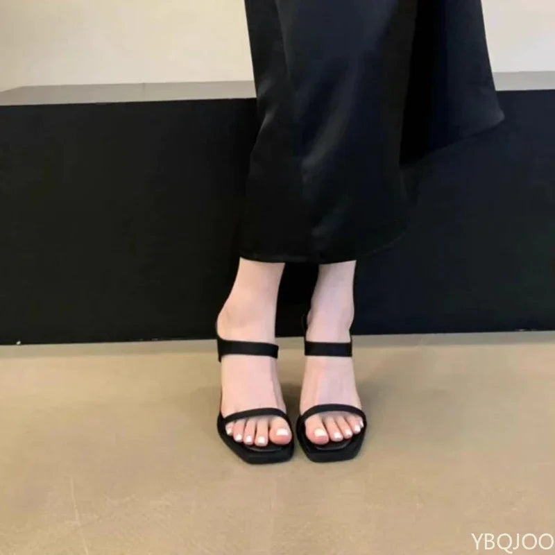 Ladies fashion high heel Summer outdoor new Slippers Fashion socialite open toed sandals Elegant Women's high-heel slipper Mujer