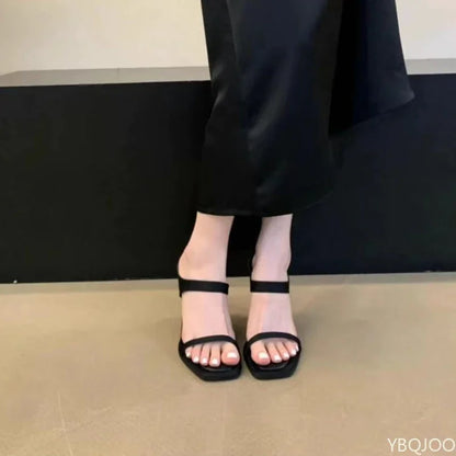 Ladies fashion high heel Summer outdoor new Slippers Fashion socialite open toed sandals Elegant Women's high-heel slipper Mujer