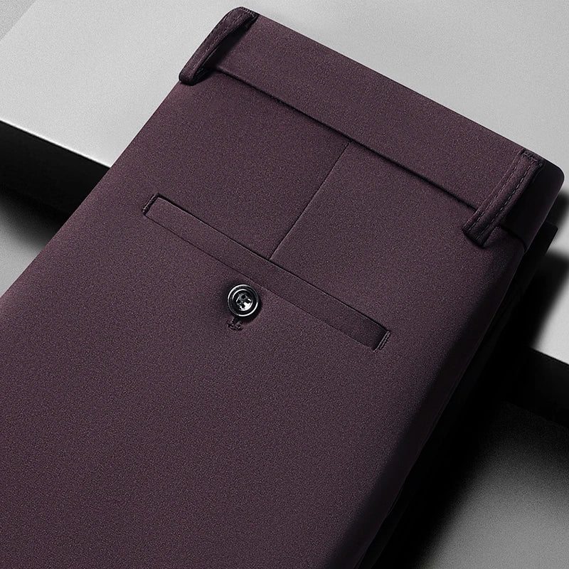 29-42 Pantaloni estivi da uomo Pantaloni casual elasticizzati dritti sottili senza traccia, senza tessuto da stiro, sensazione setosa e fresca