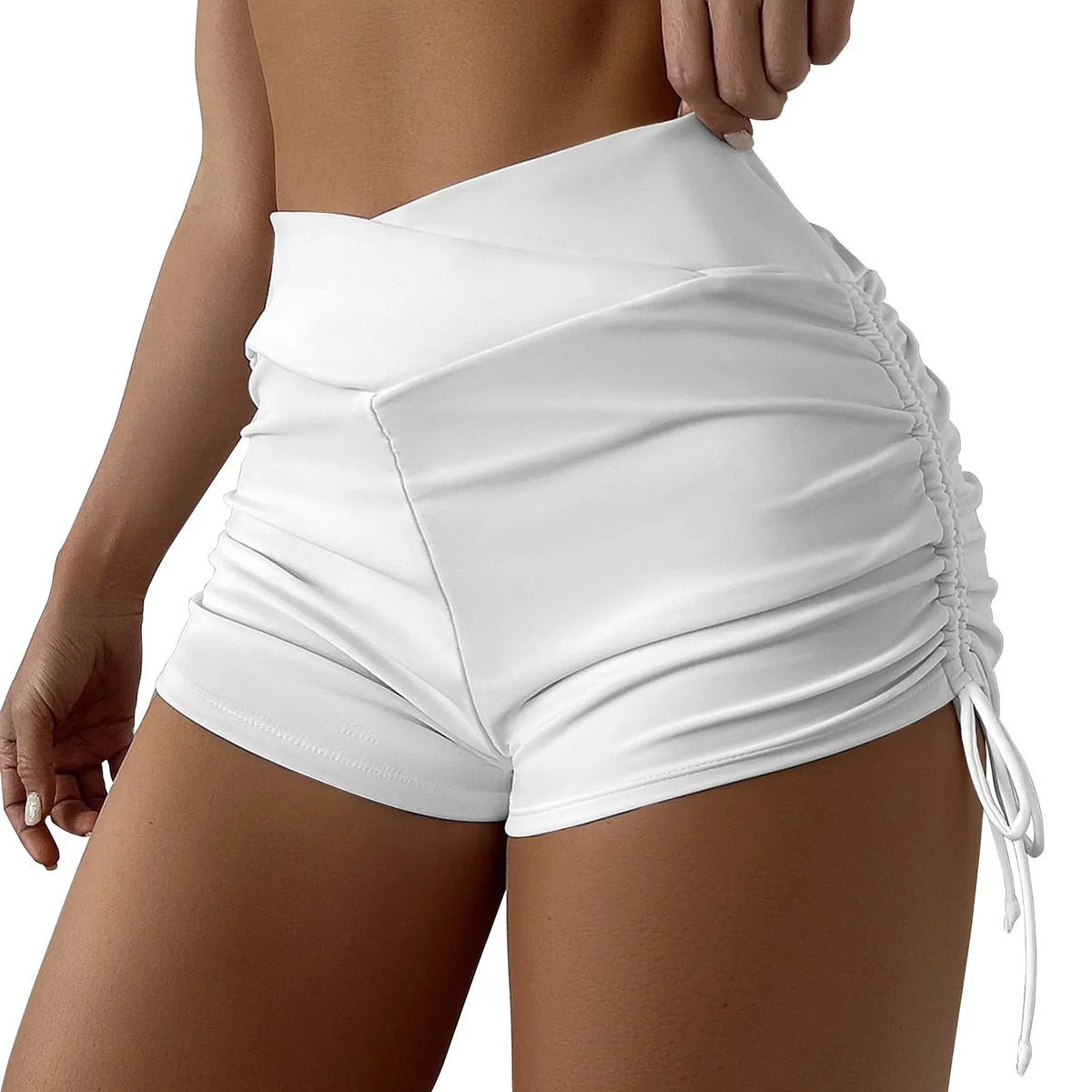 Pantaloni corti Costume da bagno bikini da donna Fondo costumi da bagno Cravatta laterale regolabile Costume da bagno Pantaloncini femminili solidi Vita media Estate