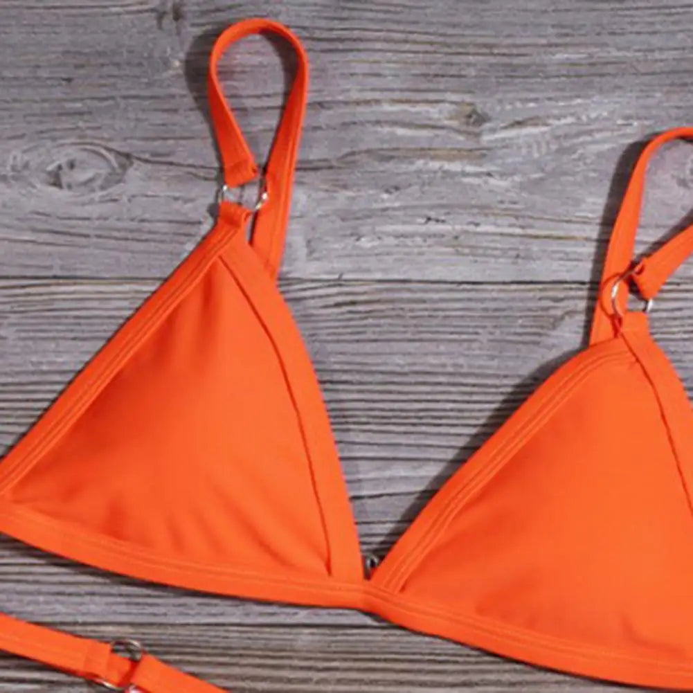 1 ensemble de maillot de bain bikini en polyester super doux pour femme, maillot de bain d'été uni, culotte de bikini pour femme, ensemble de bikini pour piscine