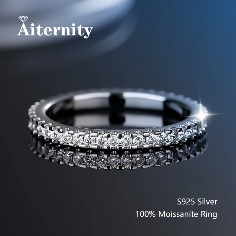 100% Pass Diamond tester Pen Moissanite Ring Matching Wedding Diamond Band for Women 925 Sterling Silver Female Single Tail Ring