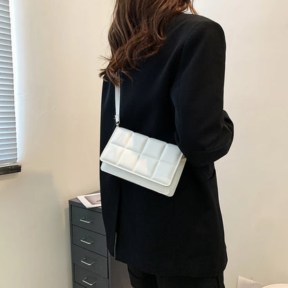 Nuove borse a tracolla moda tinta unita borsa a tracolla da viaggio femminile plaid piccole borse a tracolla in pelle PU per donna