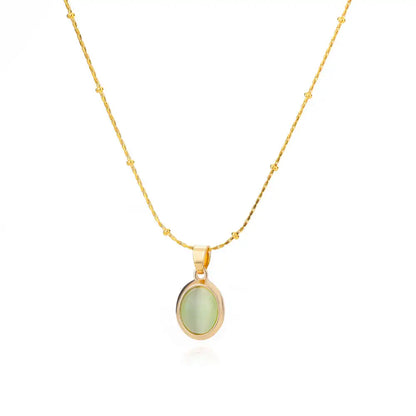 Collana ovale in pietra opale di moda per donna Collana con ciondolo in pietra ovale color oro in acciaio inossidabile Regalo di gioielli estetici per matrimonio