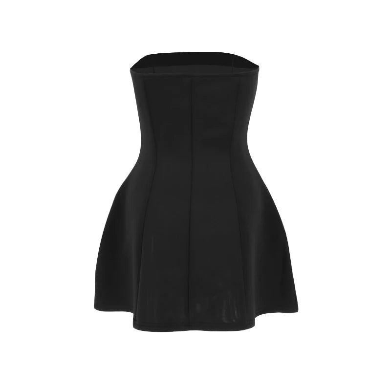 Abiti Sexy a-line da donna estate nuovo solido Sexy aderente senza maniche con spalle scoperte moda elegante Club Party Lady Dresses