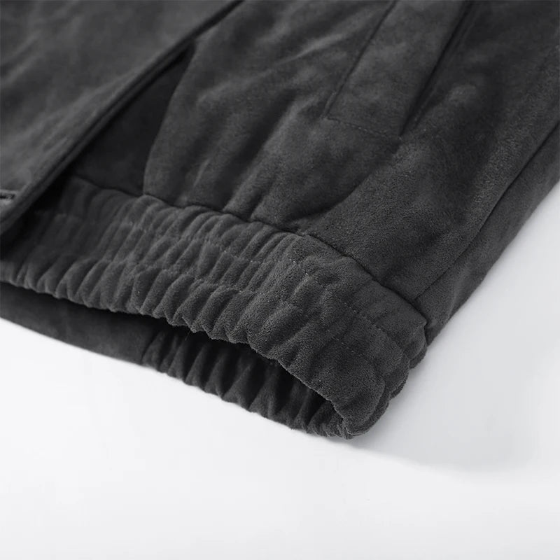 Giacca bomber da donna in camoscio grigio scuro, con colletto alla coreana, maniche lunghe, oversize, asimmetrica, stile street, giacche da donna autunno 2026