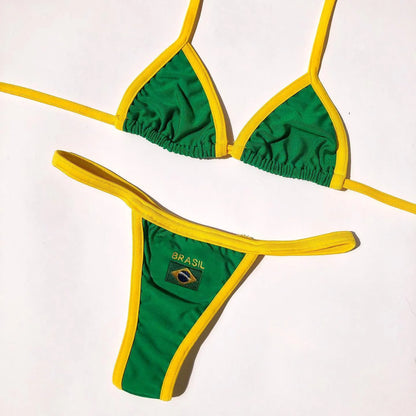 2026 Européen et Américain Été Rue Mode Plage Sexy style vintage Grunge Mode Sans dos Femme Sexy Ensemble de bikini triangle