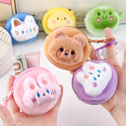 Cartone animato animale ragazzi portamonete in peluche bambini portamonete con cerniera custodia portaoggetti simpatici animali portafogli donna mini borsa regalo per bambini