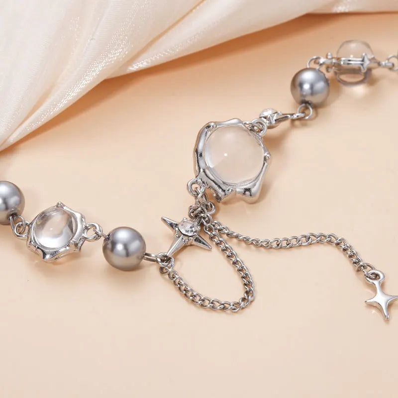 Collana girocollo donna Thorn Desin collana fata vetro opale collana catena clavicola elegante girocollo festa Color argento
