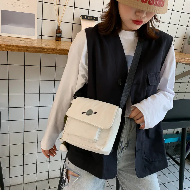 Borsa a tracolla per studenti con collage casual Borsa piccola da donna Borsa a tracolla in tela per donna Borse a tracolla con stampa Bolsas Sac