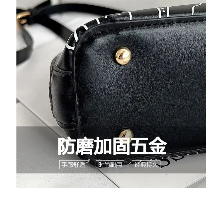 Borsa a conchiglia da donna in pelle PU retrò borsa a tracolla da donna con tracolla a fiori di anacardi estivi Set femminile borse a mano con manico piccolo