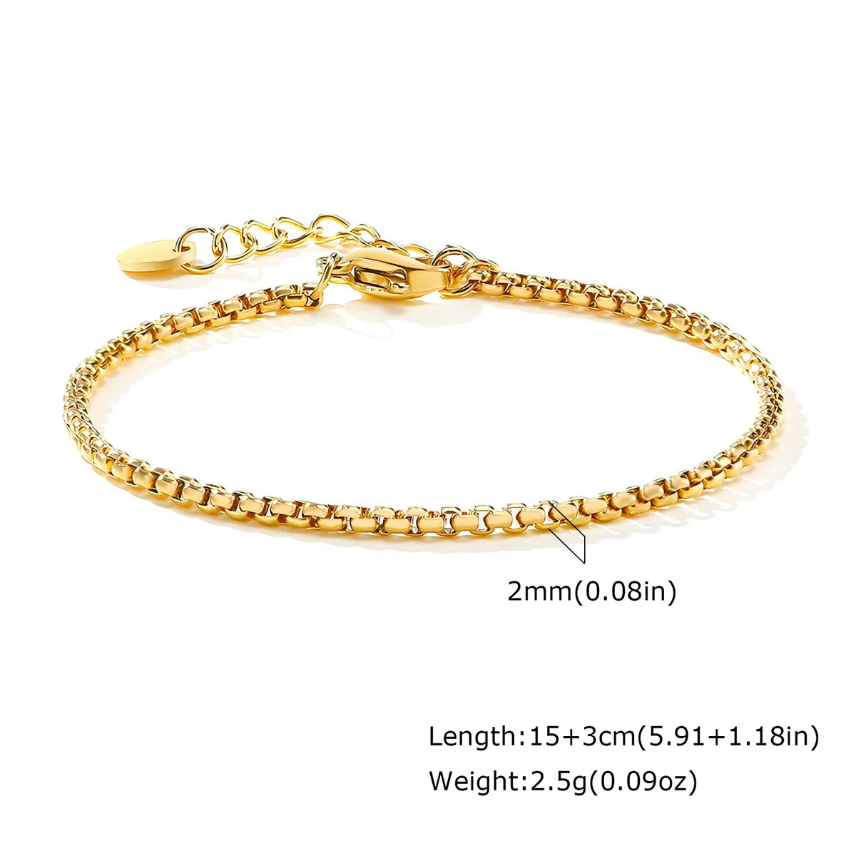 Bracciale in Acciaio Inossidabile Placcato Oro, Non Ossida, Impilabile per Donne, Sottile Catena a Spina di Pesce, Gioiello Impermeabile, Regalo