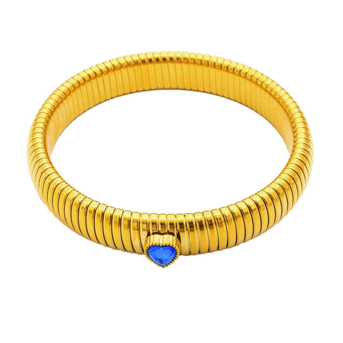 Bracciale in metallo spesso con elasticità retrò impermeabile in acciaio inossidabile placcato oro 18 carati tendenza moda gioielli unisex uomo donna