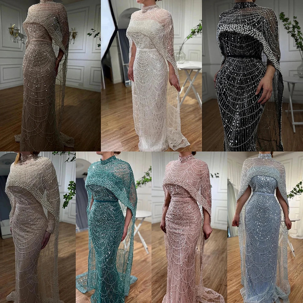 Serene Hill Sirena nuda Mantella lunga Abiti da sera arabi sauditi di lusso Abiti 2025 per occasioni formali LA72032 Personalizzato