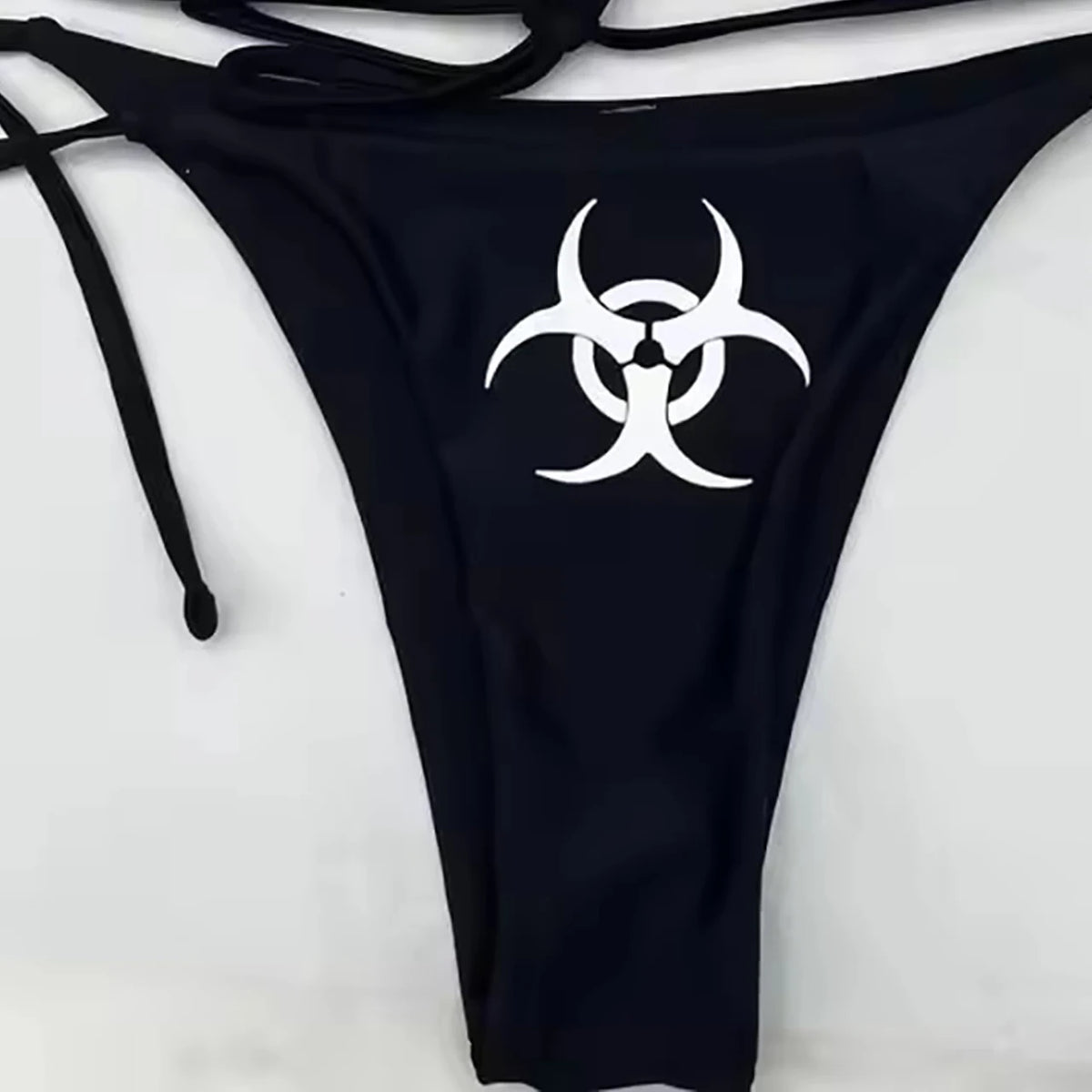 Y2k style Print Bikini Set Sexy Thong Swimsuit Two Pieces Bathing Suit Punk Bathing Suit Fashion Swimwear Women Millennium style