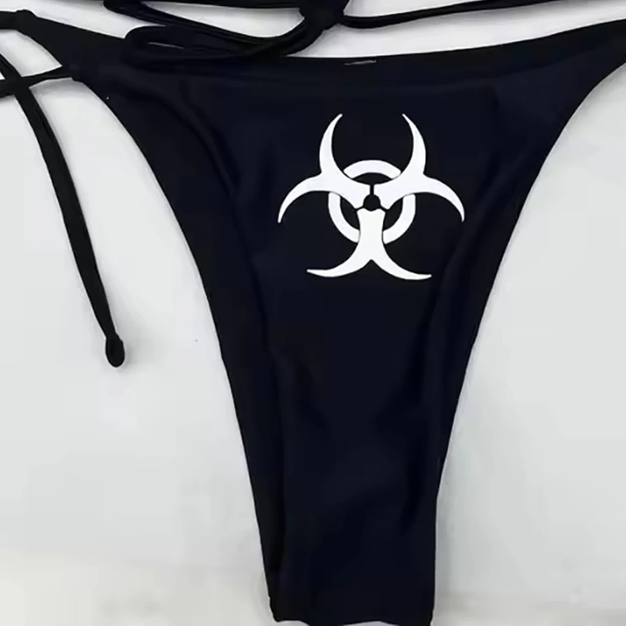 Y2k style Print Bikini Set Sexy Thong Swimsuit Two Pieces Bathing Suit Punk Bathing Suit Fashion Swimwear Women Millennium style