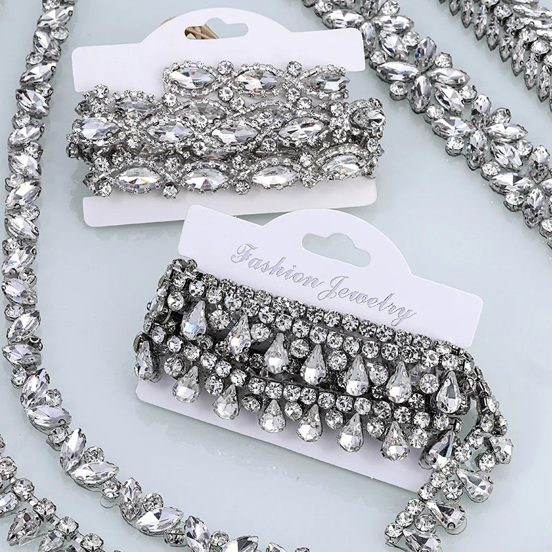 Ducrystal 1 metro motivo strass nastro hot fix vetro cristallo strass trim catena per scarpe fai da te, borse, abiti decorazione