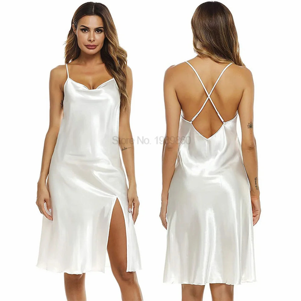 Camicia da notte estiva Ruffles Lady Nightwear camicia da notte raso senza spalline gonna intimo Lingerie Sexy vestiti per la casa accappatoio