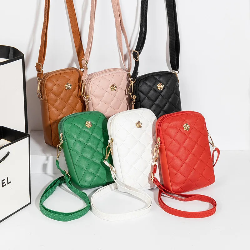 Nuovo 2025 Nuova borsa a tracolla in PU Borse centinaia e semplici Mini borsa per cellulare da donna Borse a tracolla Borse quadrate piccole estive