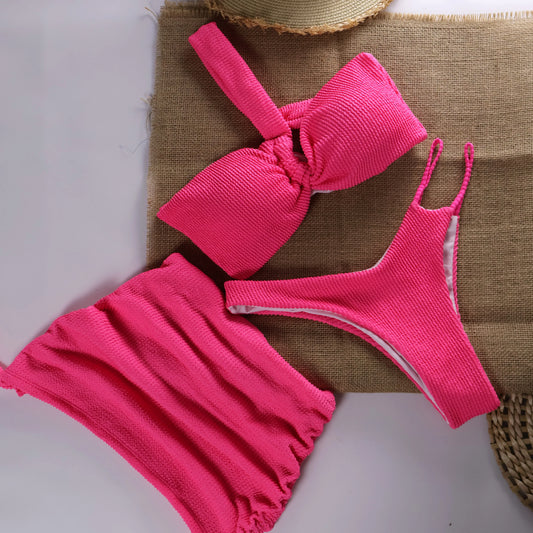 Micro Bikini Sexy 3 Pièces 2025 Maillot de Bain Femme Maillot de Bain Féminin Thong Bikinis Ensemble Brésiliens Vêtements de Plage Maillot de Bain Biquini