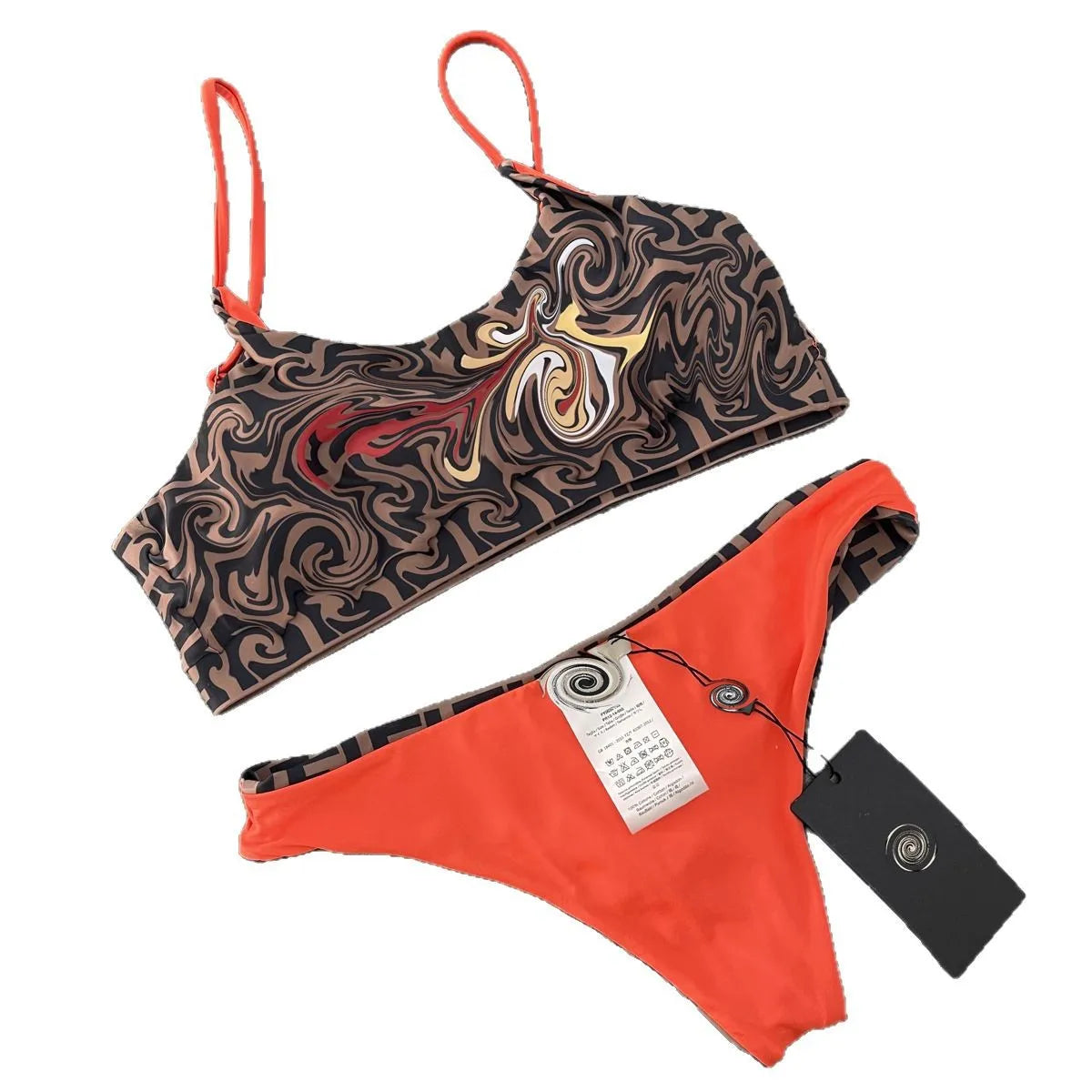 Conservative Floral Bikini Two-Piece Swimsuit Polyester Spandex Blend No Steel Insert Breathable Comfortable for Swimming And...