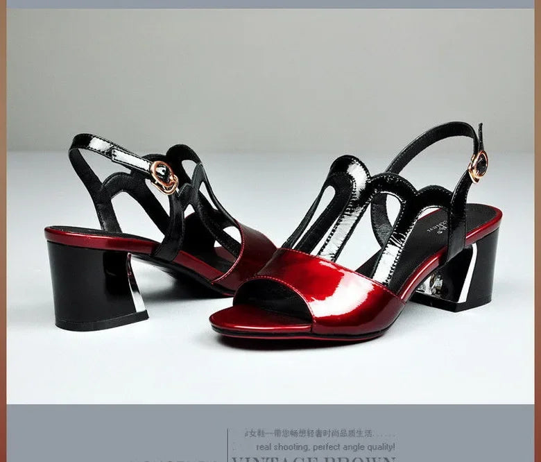 Maogu Summer Heels tacco medio fibbia femminile Footware nero 2024 Trend Fashion New Women's Pumps Shoes Peep Toe sandali donna 40