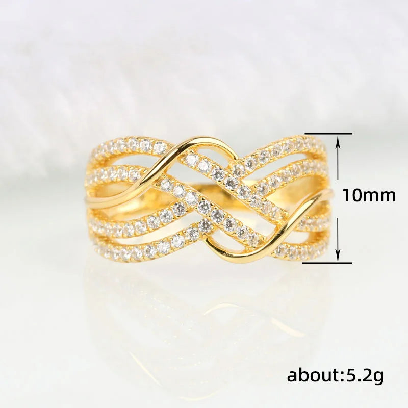 Huitan Hot Trendy Croce Anelli Donne Fedi nuziali Accessori con abbagliante CZ Twist Moda moderna Gioielli femminili Trasporto di goccia