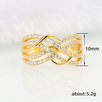 Huitan Hot Trendy Croce Anelli Donne Fedi nuziali Accessori con abbagliante CZ Twist Moda moderna Gioielli femminili Trasporto di goccia