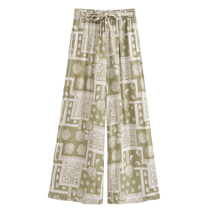Boho Queens Donna Abiti con stampa floreale marrone Kimono Abito Abiti bohémien Pantaloni a gamba larga 2 pezzi Rayon Boho Set costume da bagno