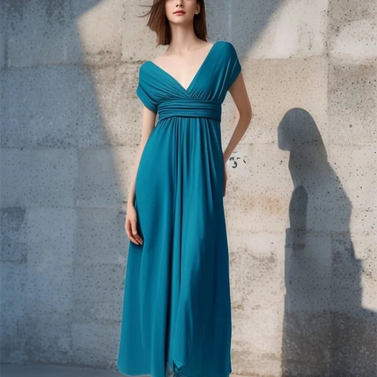 Abito formale da donna elegante da sera lungo con scollo a V profondo abito convertibile multistrato maxi abiti greci abito da festa di nozze