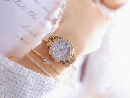 Orologi eleganti da donna con bracciale in oro 2025 Orologi da polso da donna di lusso delle migliori marche per orologio femminile Moda elegante in acciaio pieno