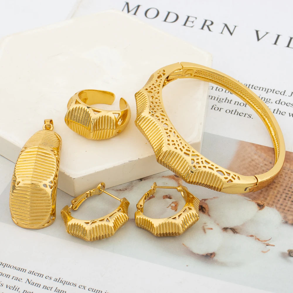 Modeschmuckset für Damen Halskette und Ohrringe mit Armband-Ring-Set für Hochzeiten Partyschmuckset Geschenke