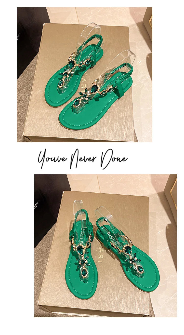 Appartamenti estivi Sandali Delle Donne di Cristallo Clip Toe Pantofole di Tendenza di Marca di Lusso Scarpe Da Donna Spiaggia Causale Presentazioni Aziende Produttrici Giochi Mujer Zapatos 2023