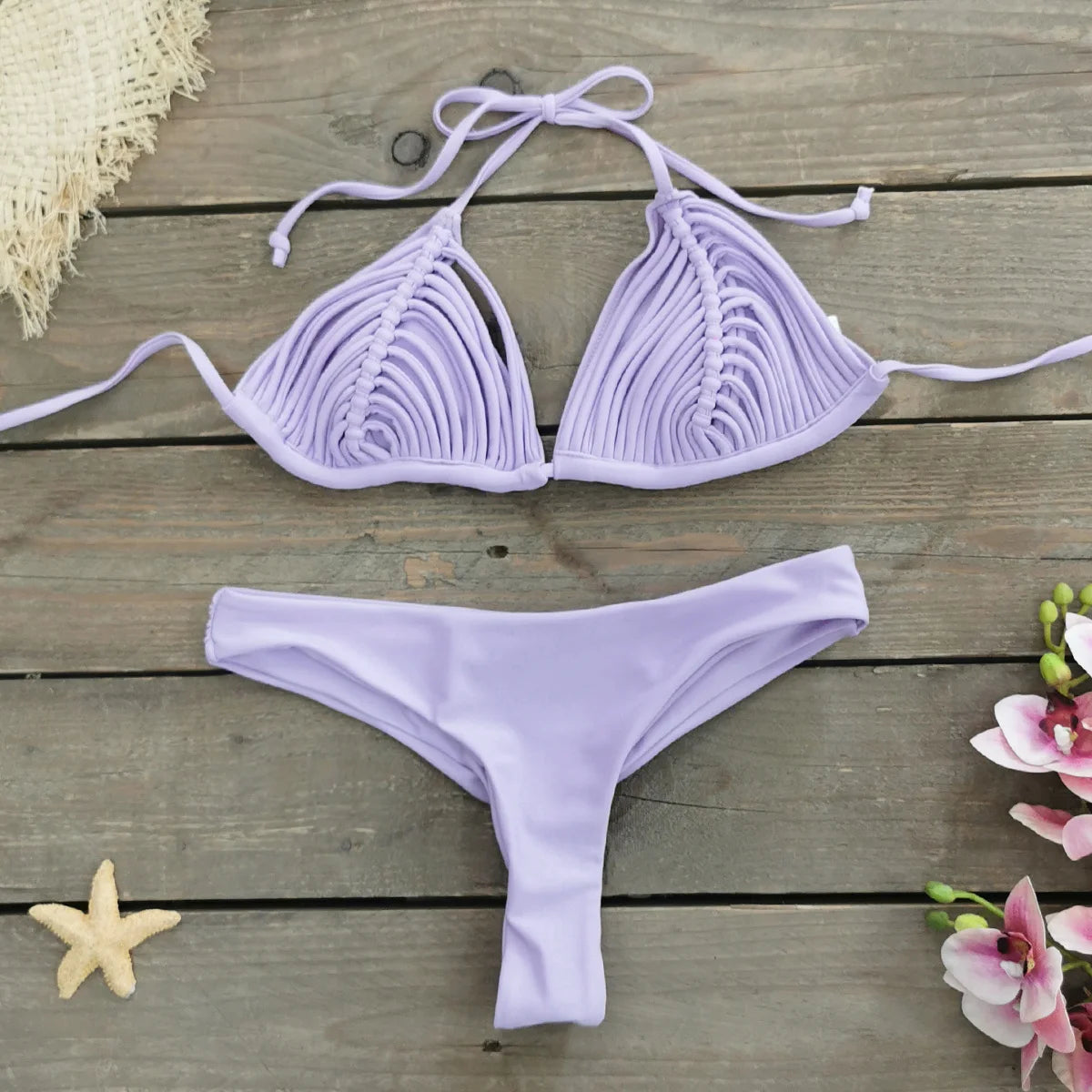 2025 Nuovo Fasciatura Strisce Bikini Brasiliano Costumi da Bagno Costume da Bagno da Donna Due Pezzi Set Femminile Sexy Lace up Mujer Beachwear Estate