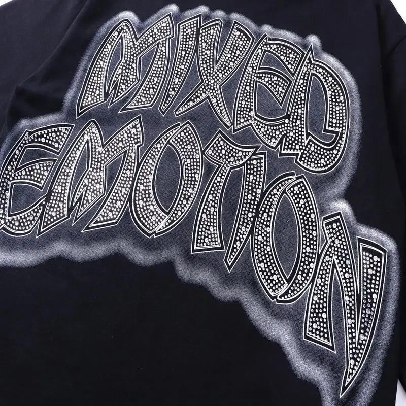 EMOTIONE MISTA T-shirt a maniche lunghe Uomo Donna High Street Stampa completa 100% cotone Girocollo Hip Hop Top oversize