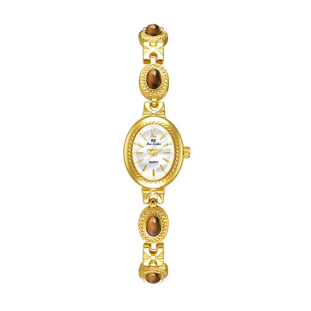 Orologio da donna elegante Bracciale in giada Orologio piccolo Orologi al quarzo moda Orologio da polso dorato di lusso Regali per le donne Marchio originale