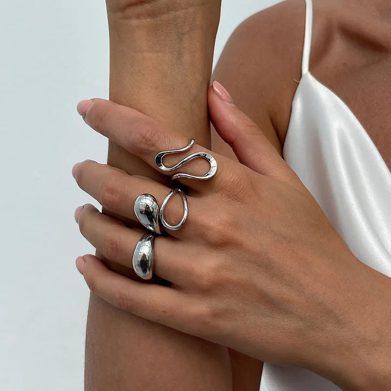 Anelli di metallo vintage di moda per le donne Regalo Punk Hip Hop Oro Argento Colore Irregolare Knuckle Joint Ring 14 pezzi / set