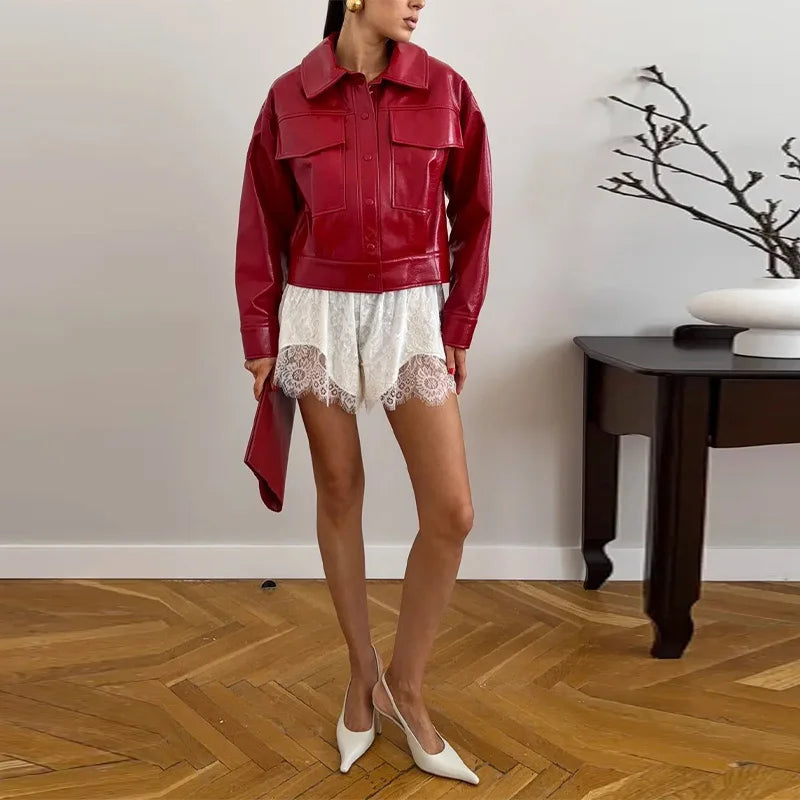 Pantaloncini Corti in Velluto con Inserti in Pizzo Sexy, Vita Alta Elastica, Mini Shorts Larghi da Donna, Nuova Collezione Estiva 2026, Streetwear Femminile