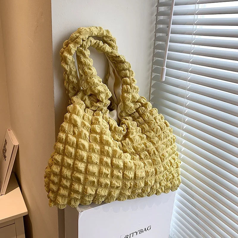 Yogodlns Borsa a nuvola pieghettata estiva Borsa a tracolla femminile di grande capacità color caramello Borse Shopping Borsa per ragazze Tote Bolsas