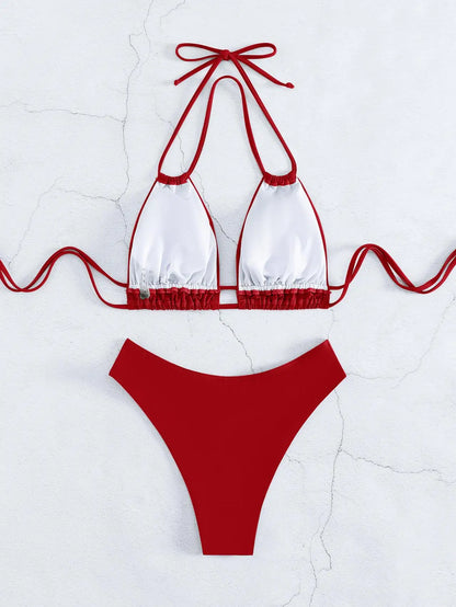 Costume da bagno bikini solido in nylon Costume da bagno sexy con modellazione di moda da donna 2025 Nuovo stile da spiaggia per costume da bagno
