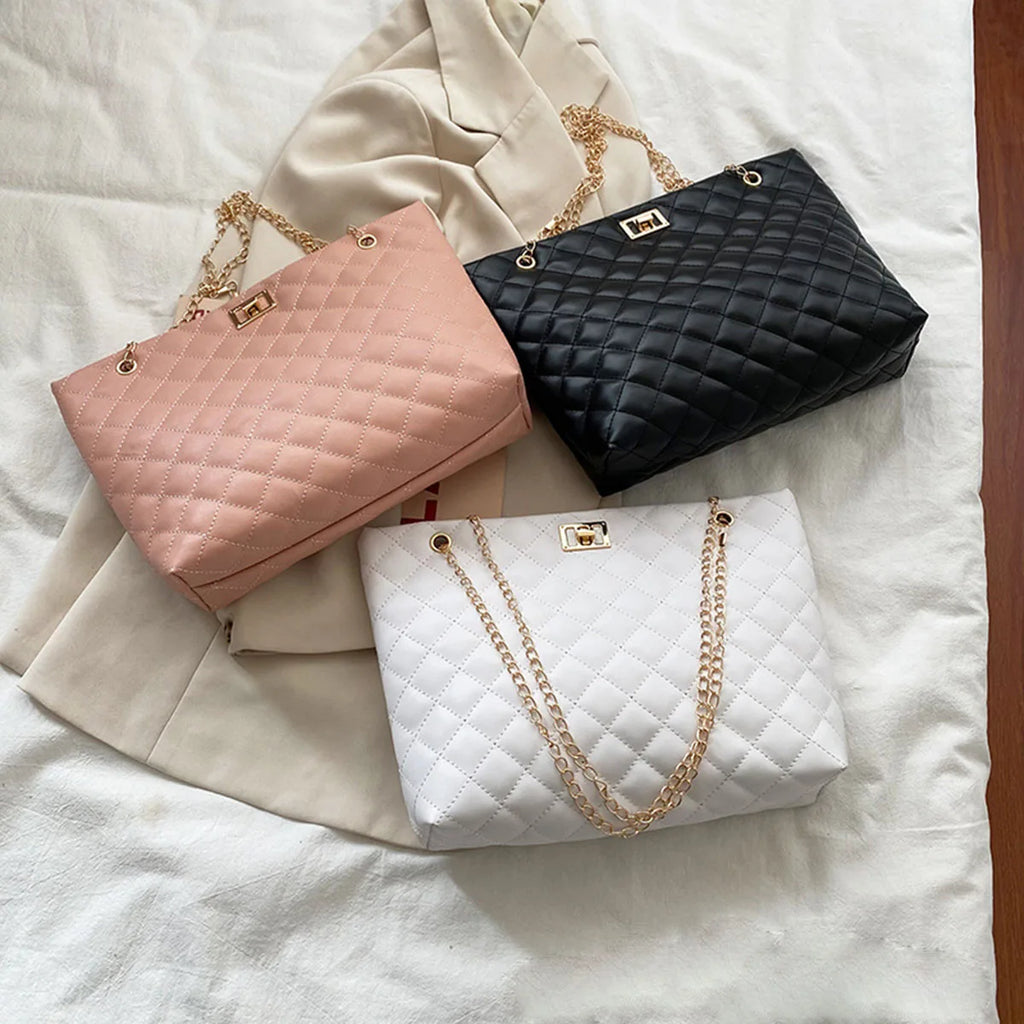 Borse a Tracolla per Donne in Pelle PU con Motivo a Rombi, Borsa Capiente e di Design con Manico Sottobraccio