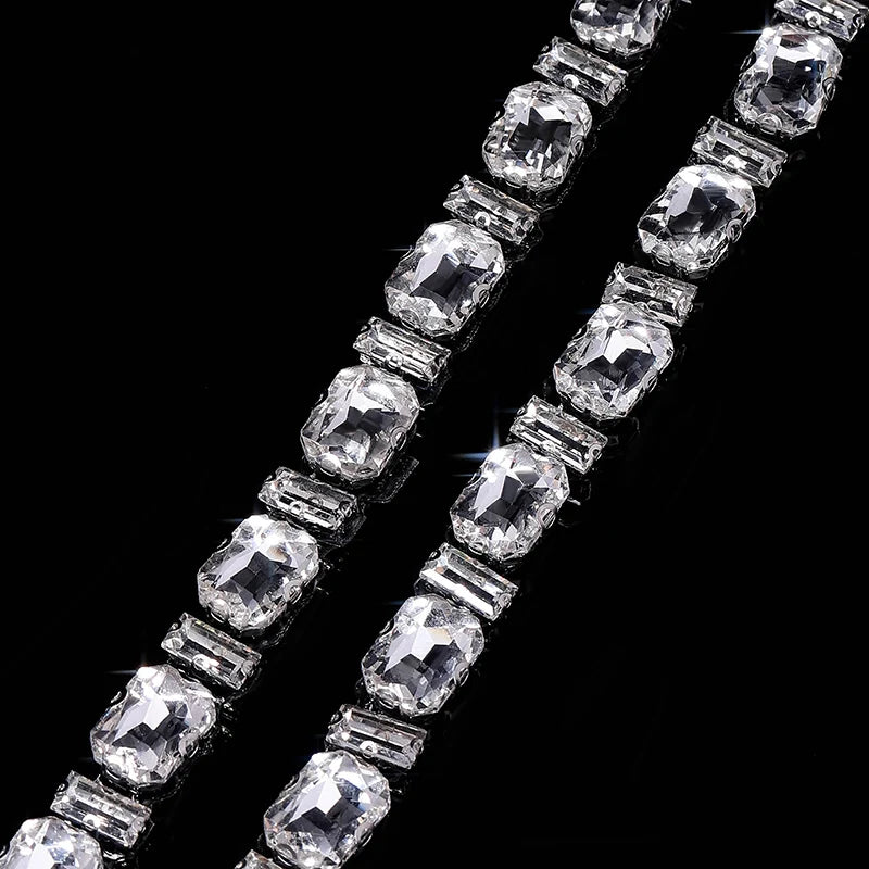 Ducrystal 1 metro motivo strass nastro hot fix vetro cristallo strass trim catena per scarpe fai da te, borse, abiti decorazione