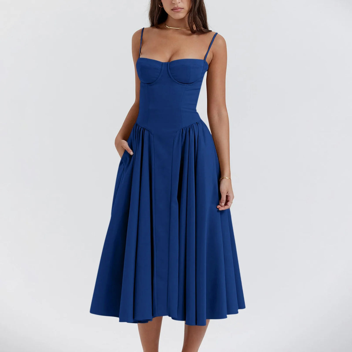 Robe d'été florale à bretelles pour femmes, sexy, bustier, sans manches, robe féminine, mode 2024, imprimée, ligne A, élégante, mi-longue, Lady Vestidos