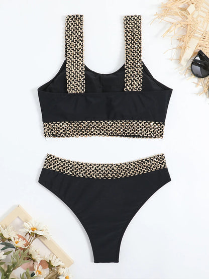 Sexy High Waist Bikini Women High Cut Swimsuit Female Padded Bathing Suit Solid Swimwear Two Piece Beachwear Swimming Summer