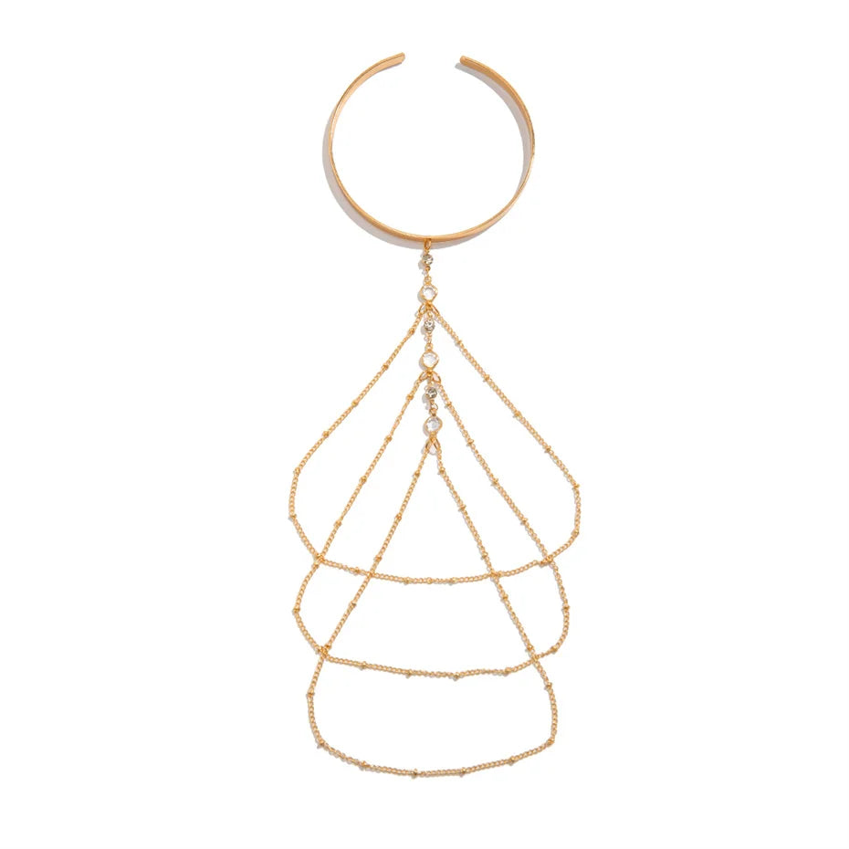 Ingemark 17 Stili Boho Ciondolo in cristallo Braccialetti aperti per le donne Wed Bridal Goth Nappa Braccialetti con braccio a maglie Regalo di gioielli per feste