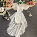 Ins Fashion Slim abito da donna asimmetrico a vita alta 2021 nuova estate elegante bianco nero abito da festa abiti da donna