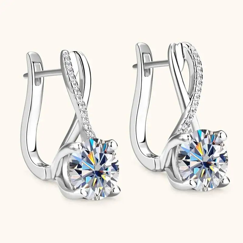 Taoyu D2.0CT Moissanite Drop Hie Orecchini in vero argento da donna Cerchi placcati in oro Orecchino infinito Gioielli da sposa certificati