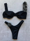 Sexy 3D Fiori con ferretto Bikini brasiliano Costumi da bagno donna Costume da bagno femminile Bikini a due pezzi Costume da bagno a triangolo Swim Lady