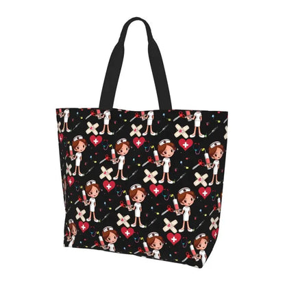 Personalizzato Enfermera En Apuros Dottore Infermiera Medica Borsa a tracolla Tote Bag di grande capacità Borse per le donne Borse per la spesa